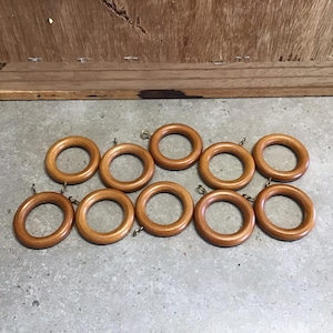 Wooden Curtain Rings, Wooden Curtain Pole Rings with Screw Eye Drapery Curtain Rings Rod Hanging Sliding Eyelet