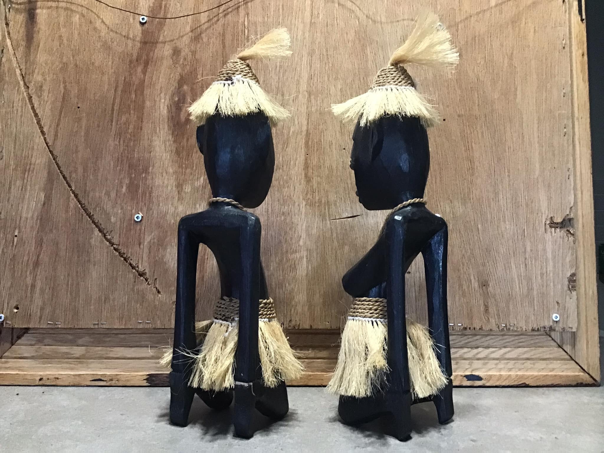 Stackpole Wicker Statue Pair of Wooden With Wicker Dress Statues, Statue, Tribal, Boho Chic ...