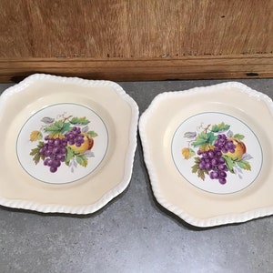 Platos de fruta vintage Johnson Bros: platos para ensalada de cerámica inglesa, borde de cuerda (juego de 2)
