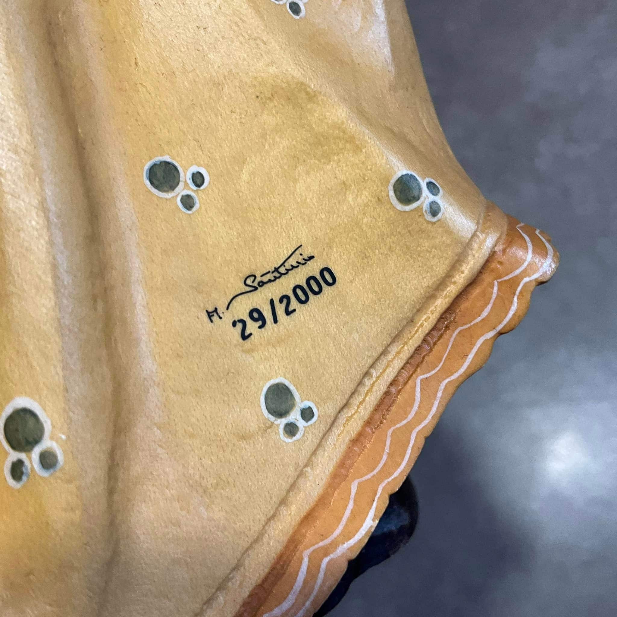 Rare DOLFI SANTINI Carved Wood Girl Doll Figurine, Made in Italy