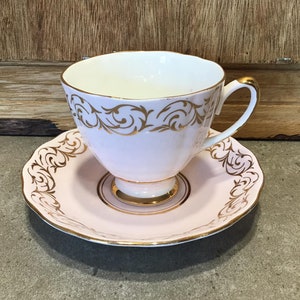 Vintage Colclough Pink Bone China Teacup and Saucer - Made in England