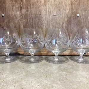 Vintage Austrian Crystal Brandy Snifter Set of 4: Pinwheel Barware