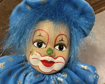 ヴィンテージ ピエロ人形 青い髪、青いスパンコール - Etsy 日本