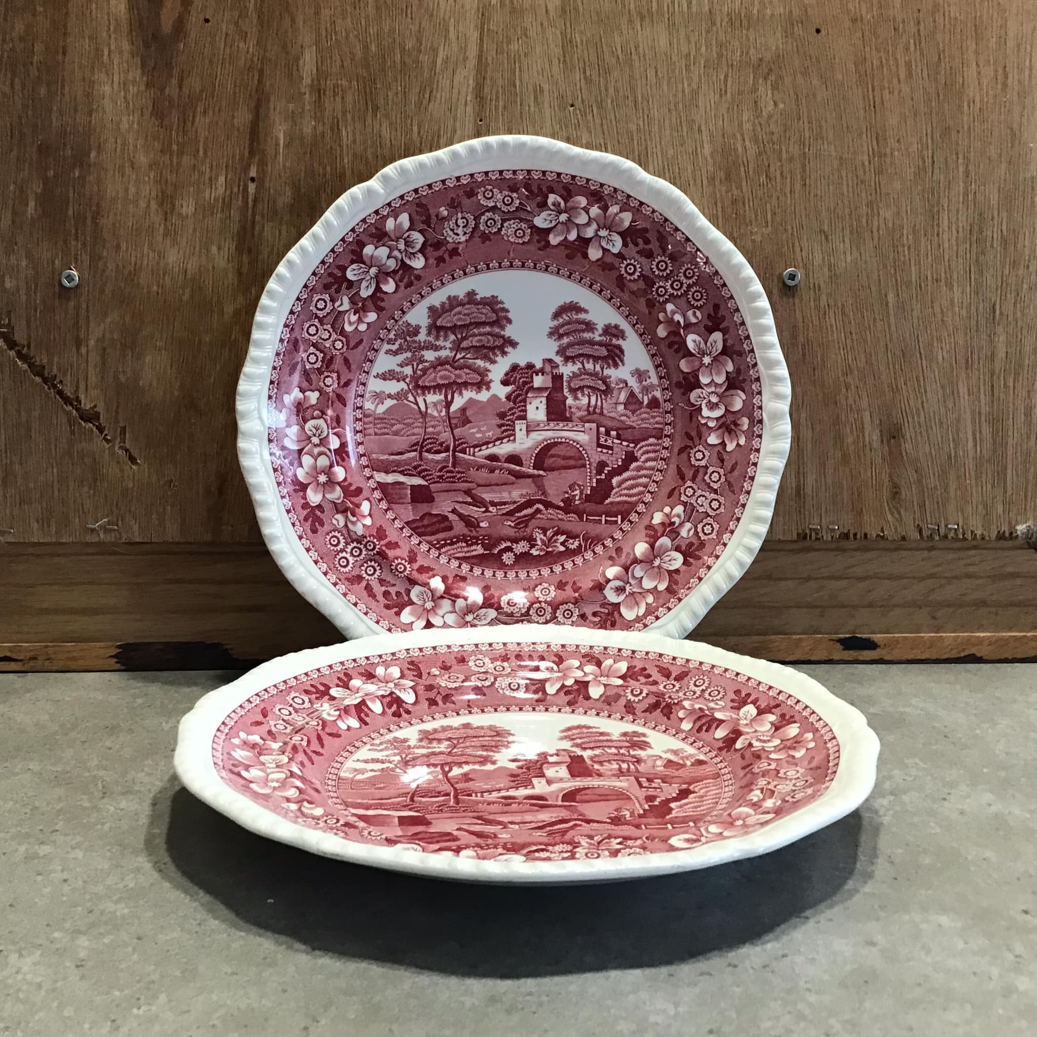 Vintage Spode Tower Luncheon Plates - Pink Copeland China Set of 2