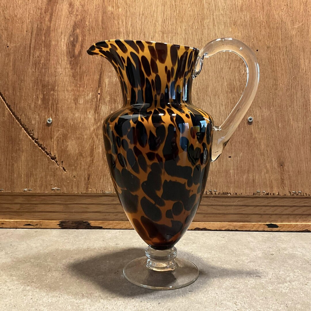 Vintage Safari Art Glass Murano-style Leopard Pitcher - Etsy