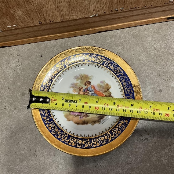 リモージュフラゴナールコバルトブルー プレート金彩 皿 5枚　フランス製 リモージュ・フラゴナール磁器プレート：コバルトブルーと金彩