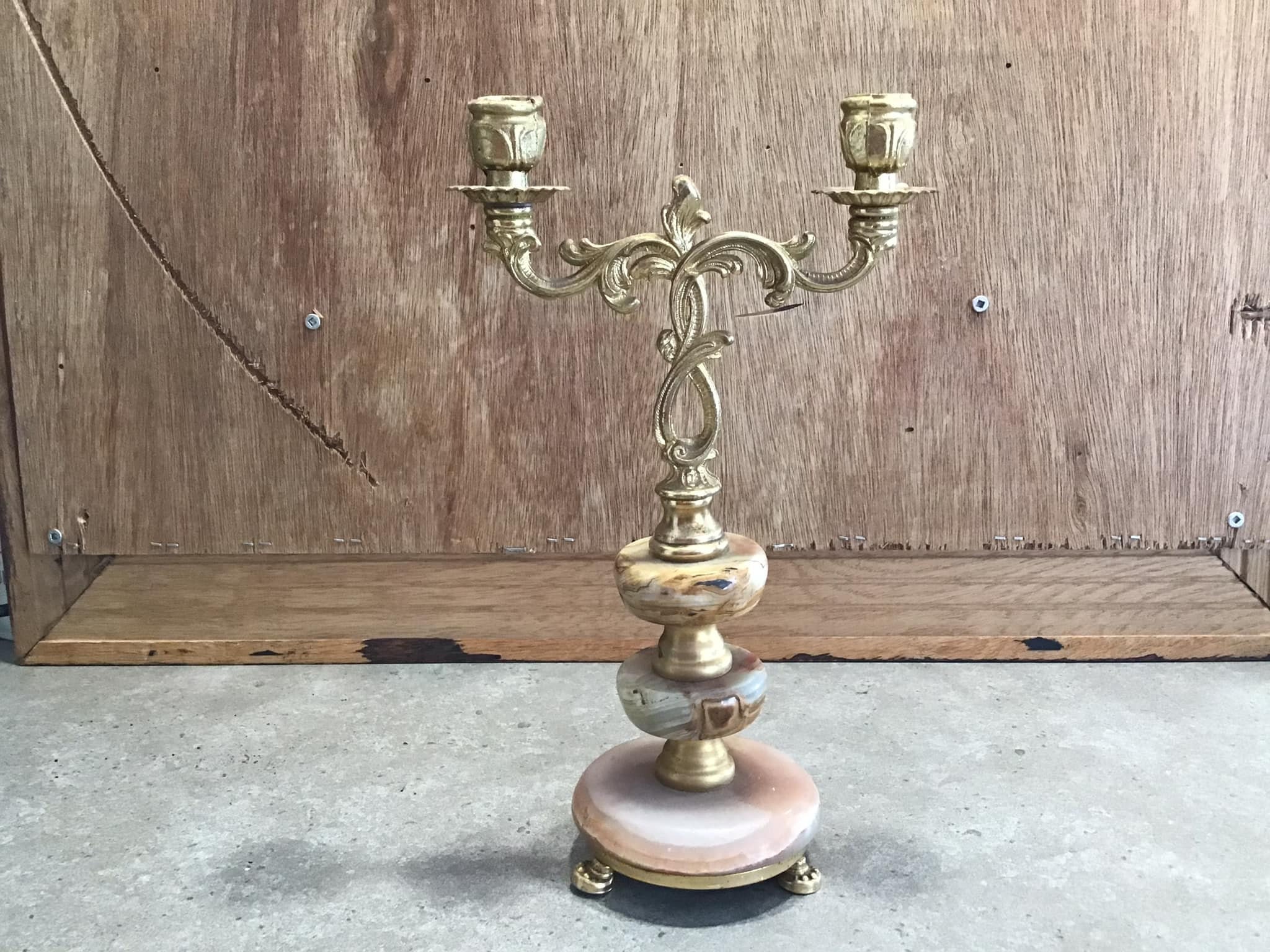 ヴィンテージ 真鍮 オニキス 燭台 キャンドルホルダー 2 アーム - Etsy