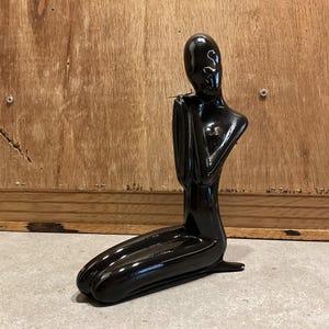 Vintage Mid Century Modern Black Figurine, Statue, African Woman, Abstract, Modernist