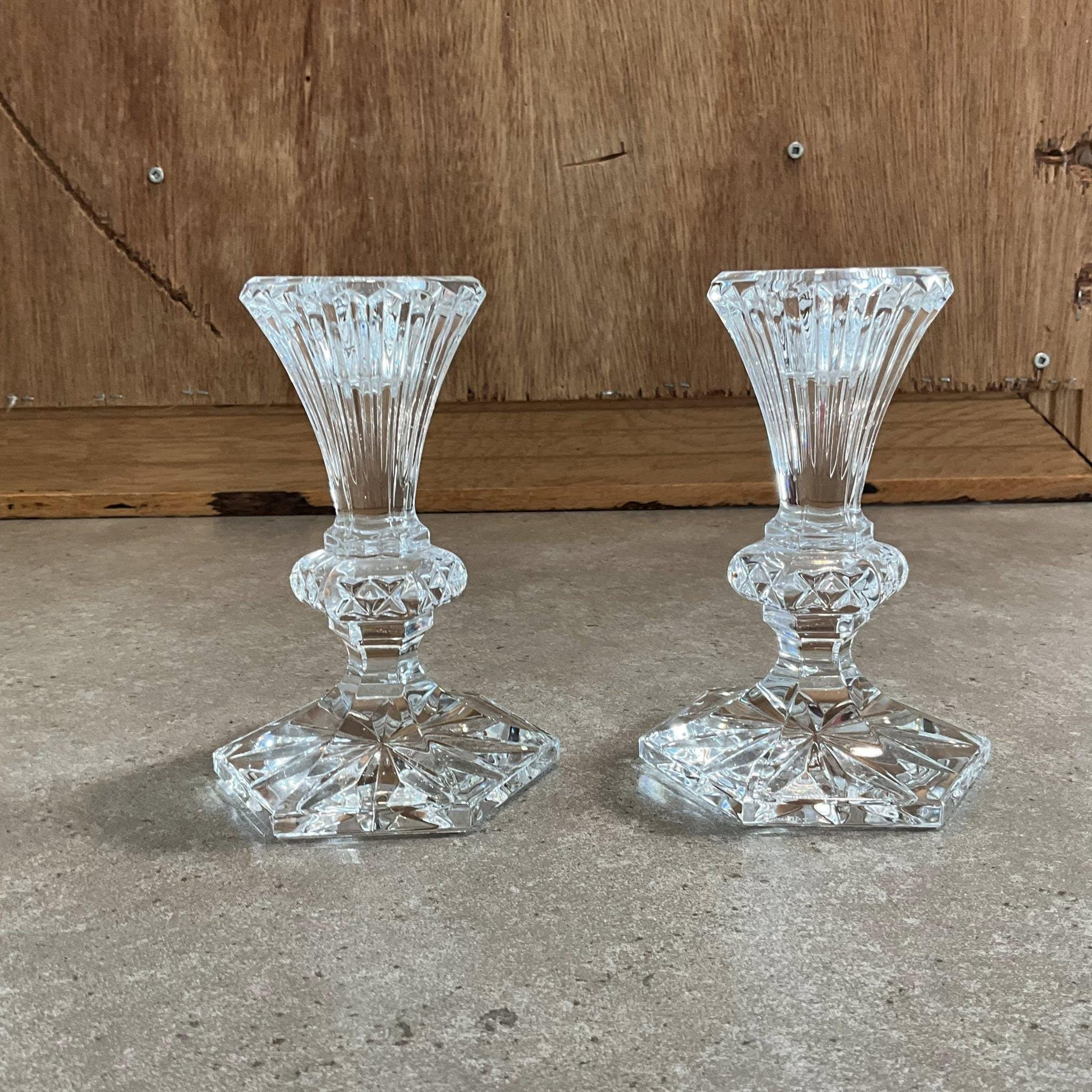 ウォーターフォード　キャンドルスティック　燭台　管mpr2 Vintage Waterford Crystal Candlestick Holders: Chatham Pattern