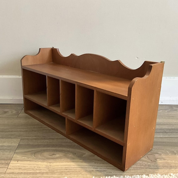 Sale 70’s オーク　スピンドルポスト　ラック　サイドテーブル Vintage Wooden Desktop Wall Mail Organizer Shelf, 7 Cubbies - Etsy