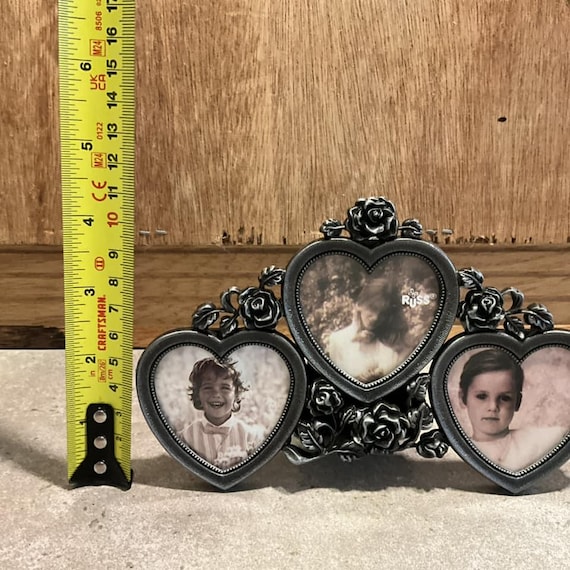 Vintage Russ Metal Picture Frame, Hearts, Floral, for 3 Small