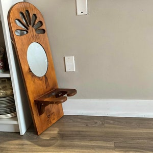 Antique Wood Mirrored Wall Hanging Mirrored Plant Holder