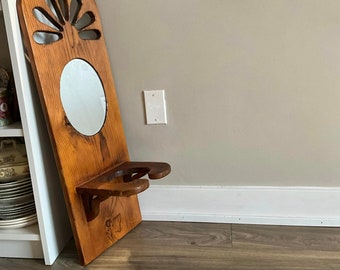 Antique Wood Mirrored Wall Hanging Mirrored Plant Holder