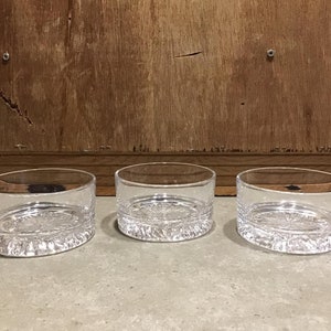 Krosno Poland Glass Berry Bowl Set or Fruit Bowl or Salad Bowl Set 3 Pieces Clear with Textured Base