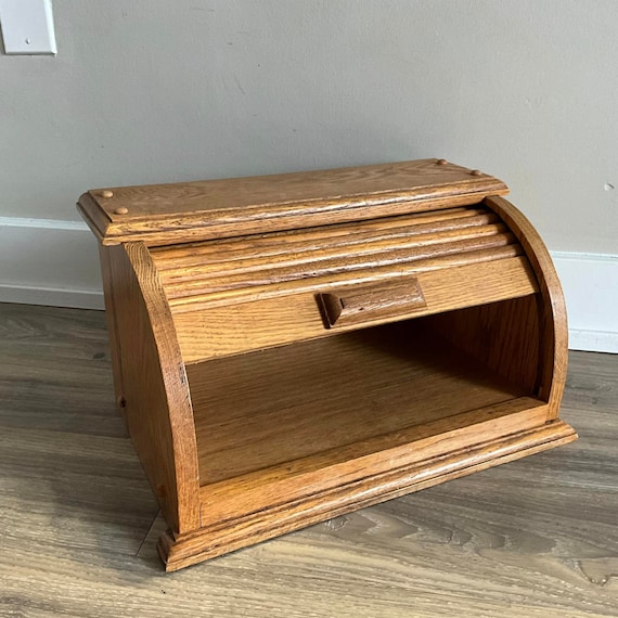 Vintage Roll Top Wood Bread Box - Made in Canada - Etsy