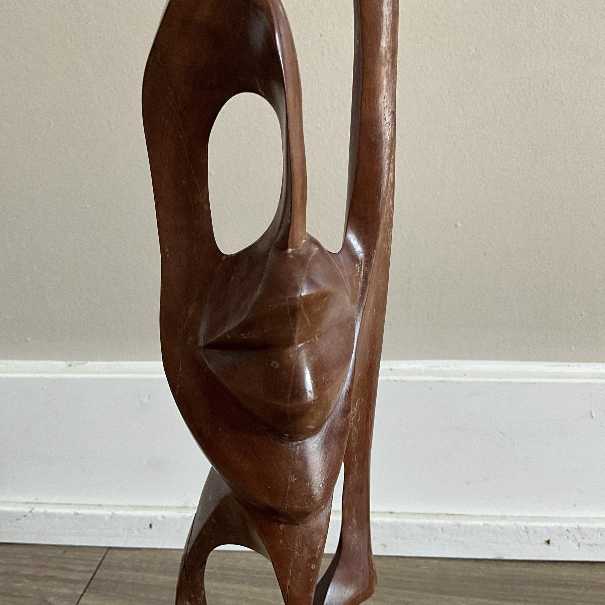 MCM モダニスト抽象バイオモルフィック木製フィギュア彫刻 高さ16.2