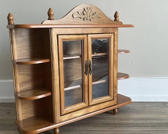 Vintage Double Door Curio Cabinet: Wall Hanging Display (21x18.5x5")