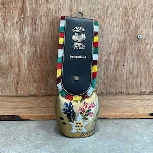 Swiss Brass Treicheln Style Cow Bell - Handmade Swiss Cow Bell with Fringed Leather Strap