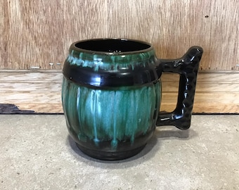 Taza de cerámica Blue Mountain, taza con forma de barril de cerveza, taza de café, cerámica retro, esmaltada, estilo vintage, hecha en Canadá.