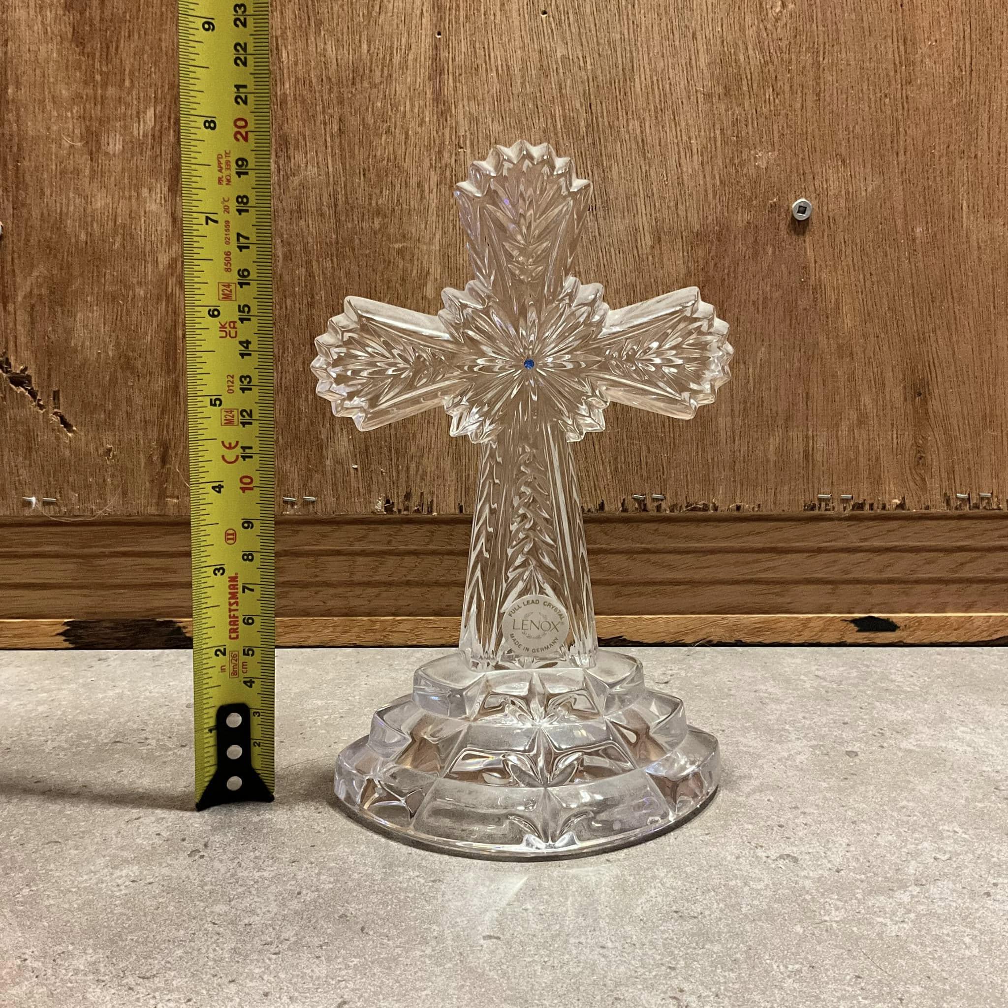 Crystal様 Vintage Lenox Fine Crystal Cross, Sapphire Crystal Center, Made in