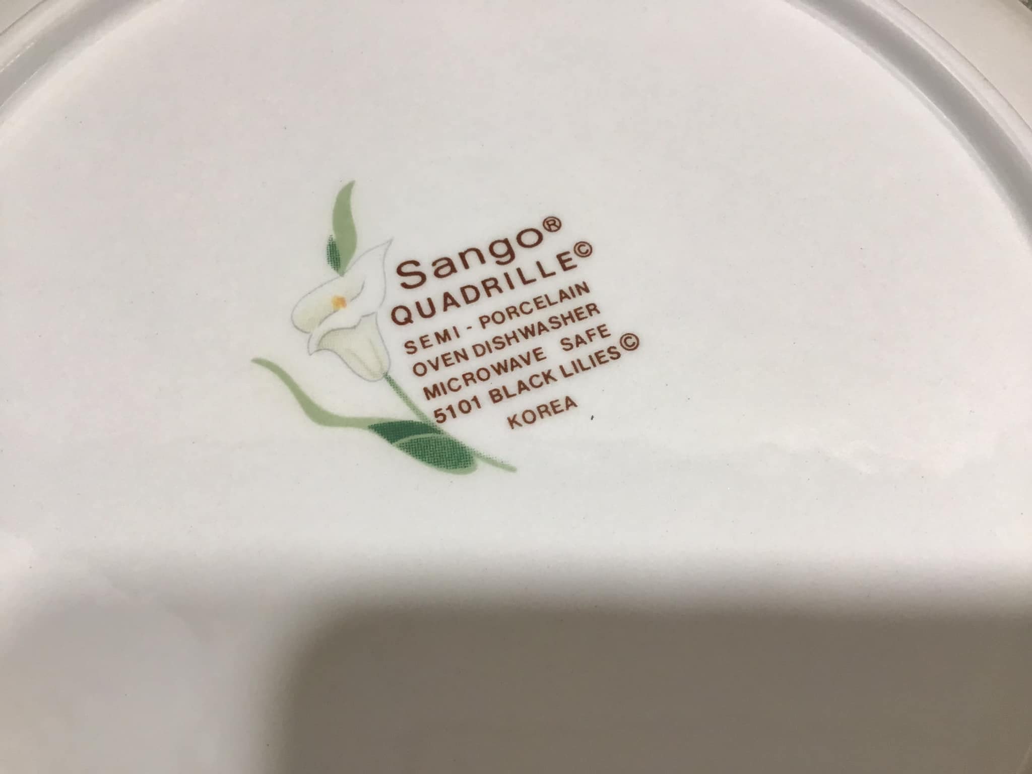 Sango Quadrille Plates: Black Lilies Semi Porcelain Set - Etsy