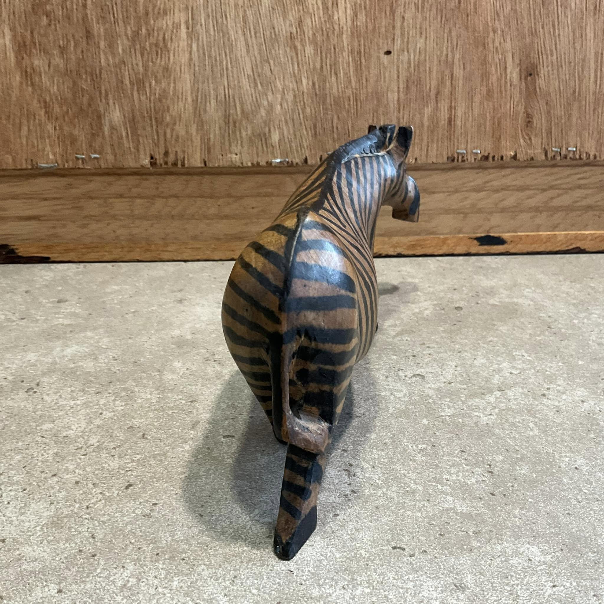 アメリカ60年代北欧デザインJ.V. Orel ZOO-LINE木彫りカバ箱付き Vintage Hand Carved African Folk Art Wooden Zebra, 1960's Wild