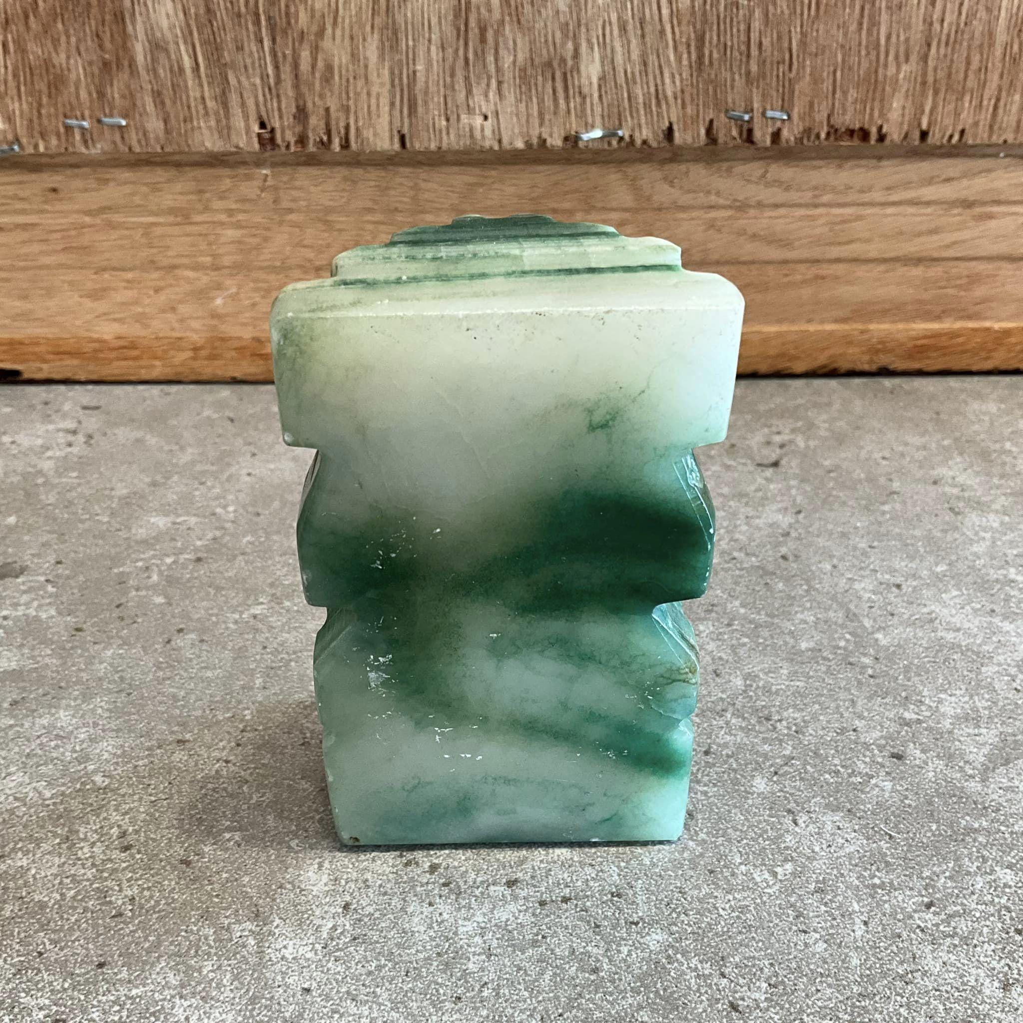 nativesons roy stone exp 美品 Green Onyx Stone Aztec Tiki Mayan Sculpture -hand Carved