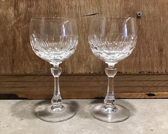 2 Vintage Crystal Wine Glasses CHRISTINENHUTTE Allegro Series Hand Blown Cut  Made in Germany