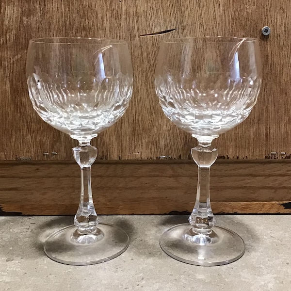 2 copas de vino de cristal vintage CHRISTINENHUTTE Serie Allegro, talladas a mano y sopladas, fabricadas en Alemania