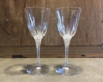 2 Clear Crystal D'Arques-Durand Castle Wine Glasses Made in France