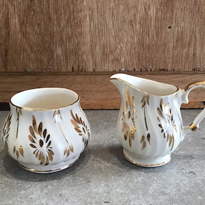 Vintage Sadler Creamer and Sugar bowls Ivory with Gold Tea Set Made in England