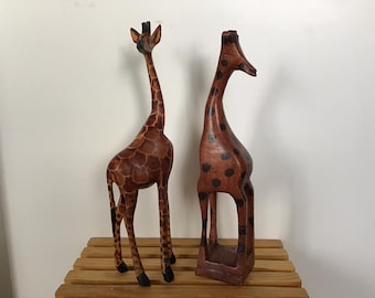アフリカンアート 木製彫刻 1960年代ケニアで購入 ヴィンテージの木製キリン、アフリカンレトロ、ミッドセンチュリー1960