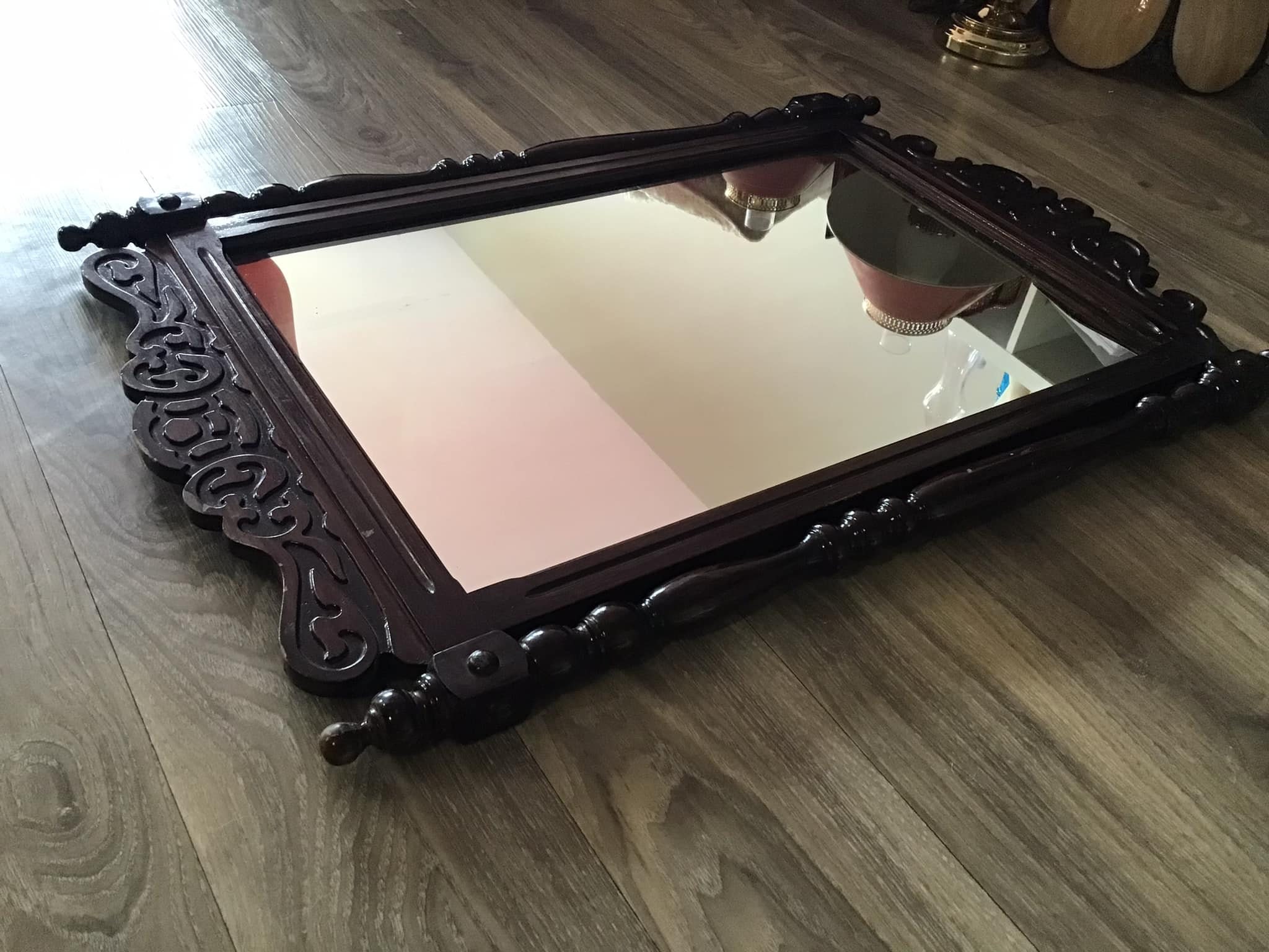 アンティーク木彫り壁掛けミラー - Etsy 日本