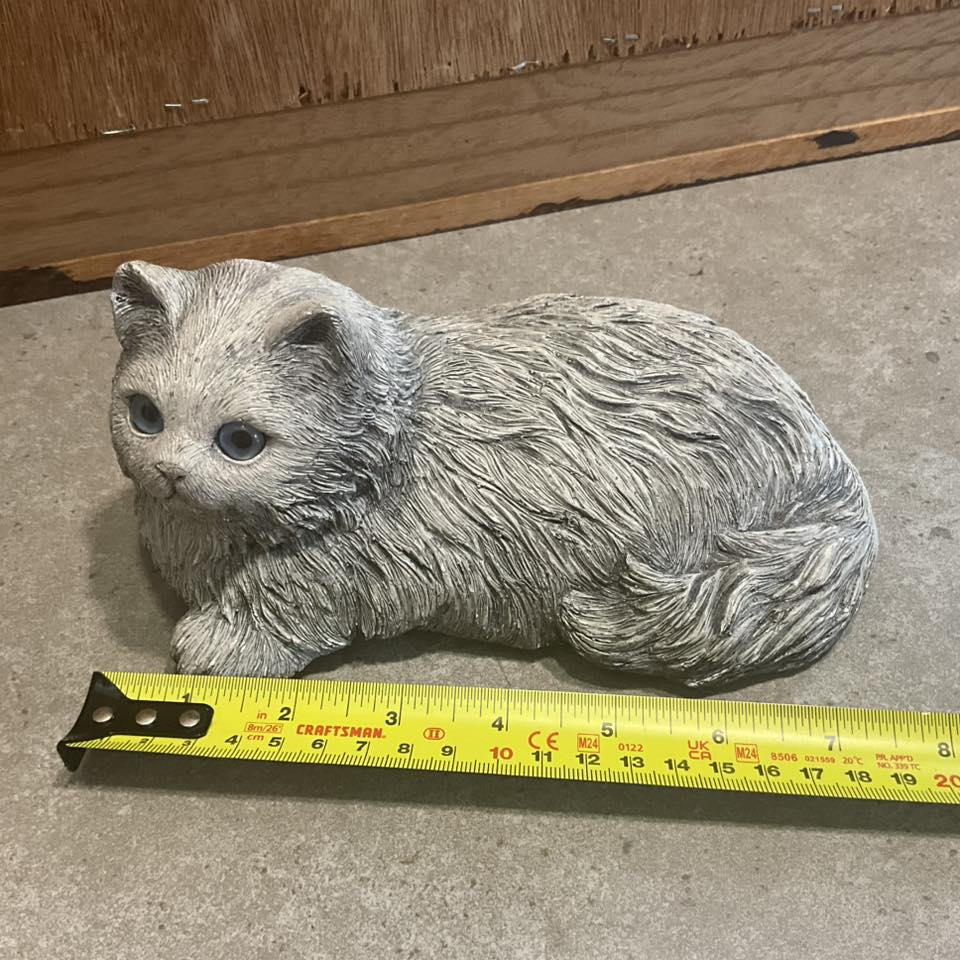 Vintage Sandicast Kitten Gray Statue Cat Blue Eyes Animal Figurine
