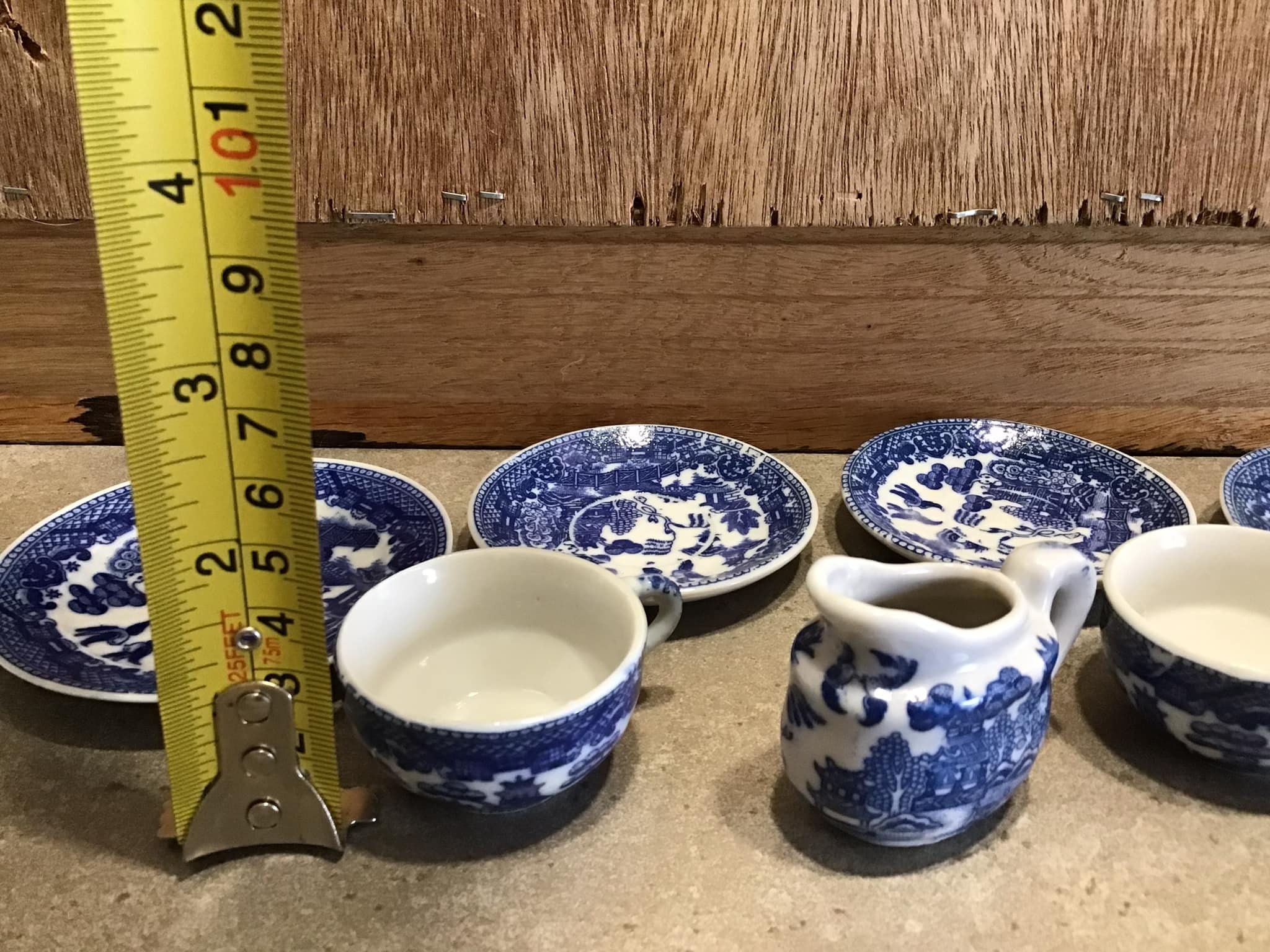 ヴィンテージ ミニチュア ブルーウィロー ティーセット：カップ