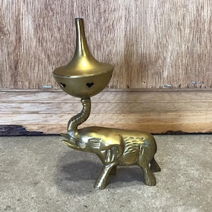 Vintage Brass Incense Oil Burner with Elephant