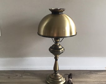 Vintage Brass Lamp with Shade, Metal Table Lamp Gold Tone