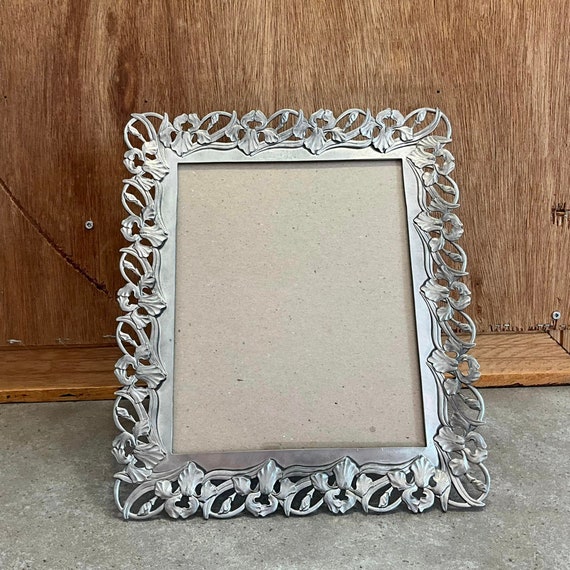 ヴィンテージ シーガル ピューター フォトフレーム - 花柄デザイン