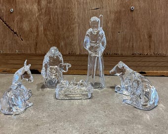 Presepe in cristallo Cristal d'Arques: statuine vintage da collezione (set di 5)