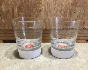 2 Smirnoff Vodka Glasses with Logo Weighted Base