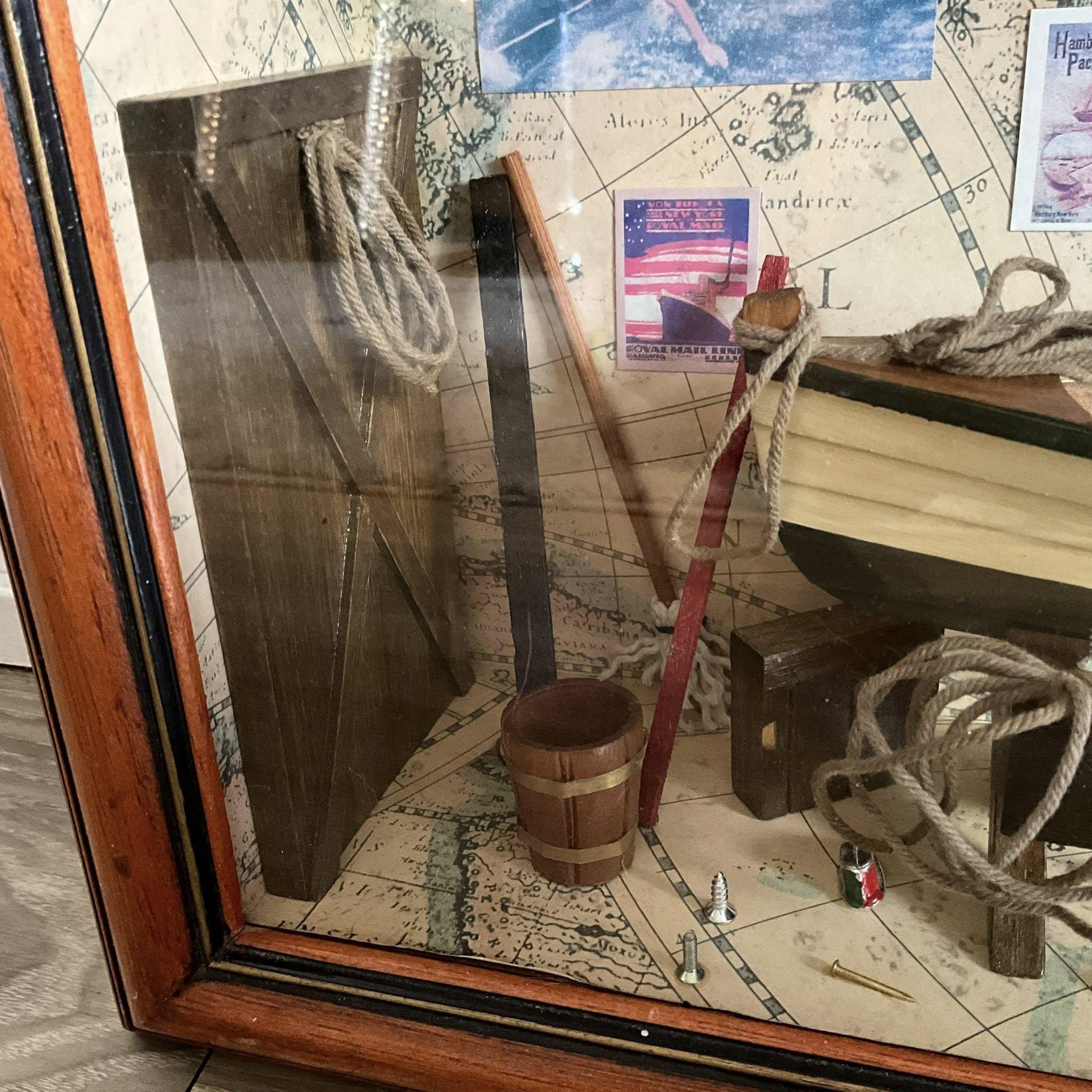 Vintage Fishing Shadow Box, Boat, Old Map, Wall Hanging, 19” - Etsy