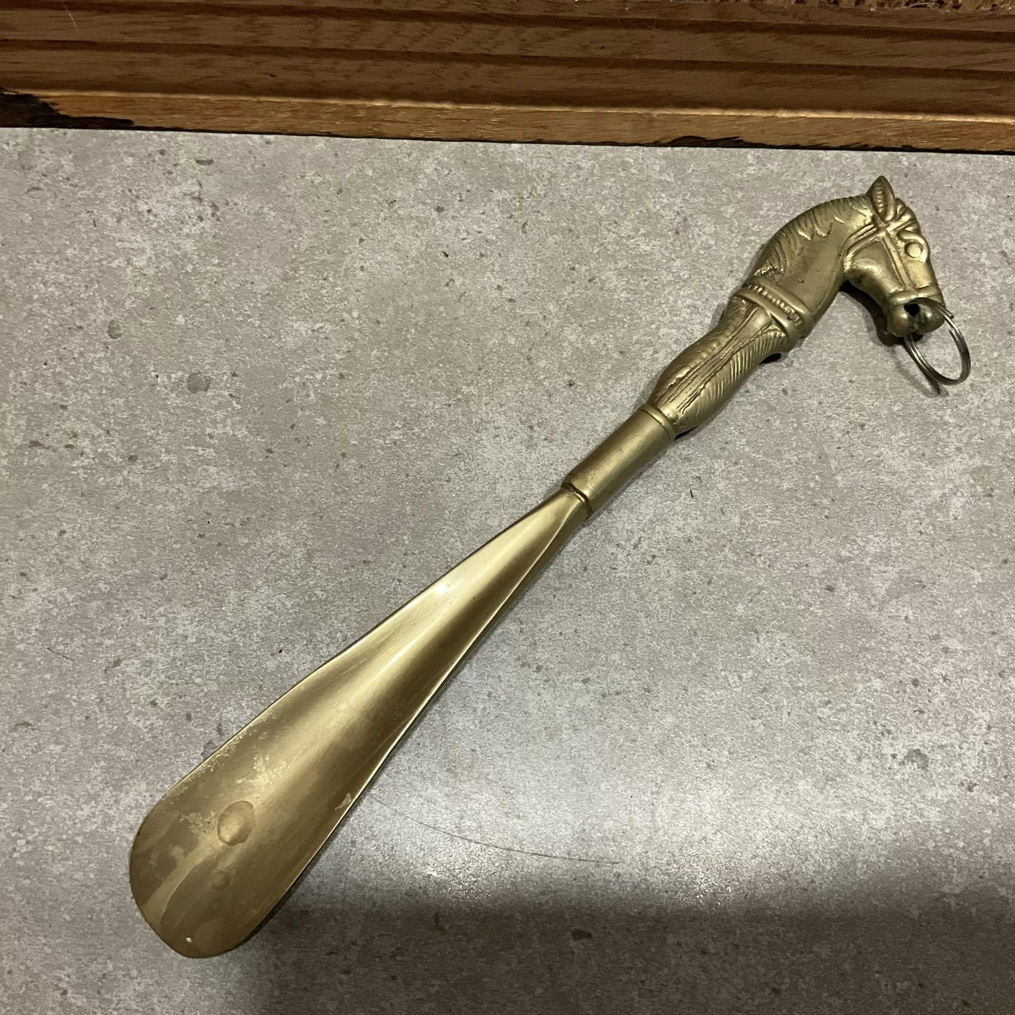 Vintage Brass Horse Head Shoe Horn - Gold Tone Patina - Etsy display picture 1