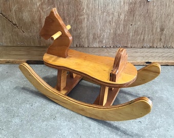 Vintage Small Wooden Rocking Horse, Home Decor