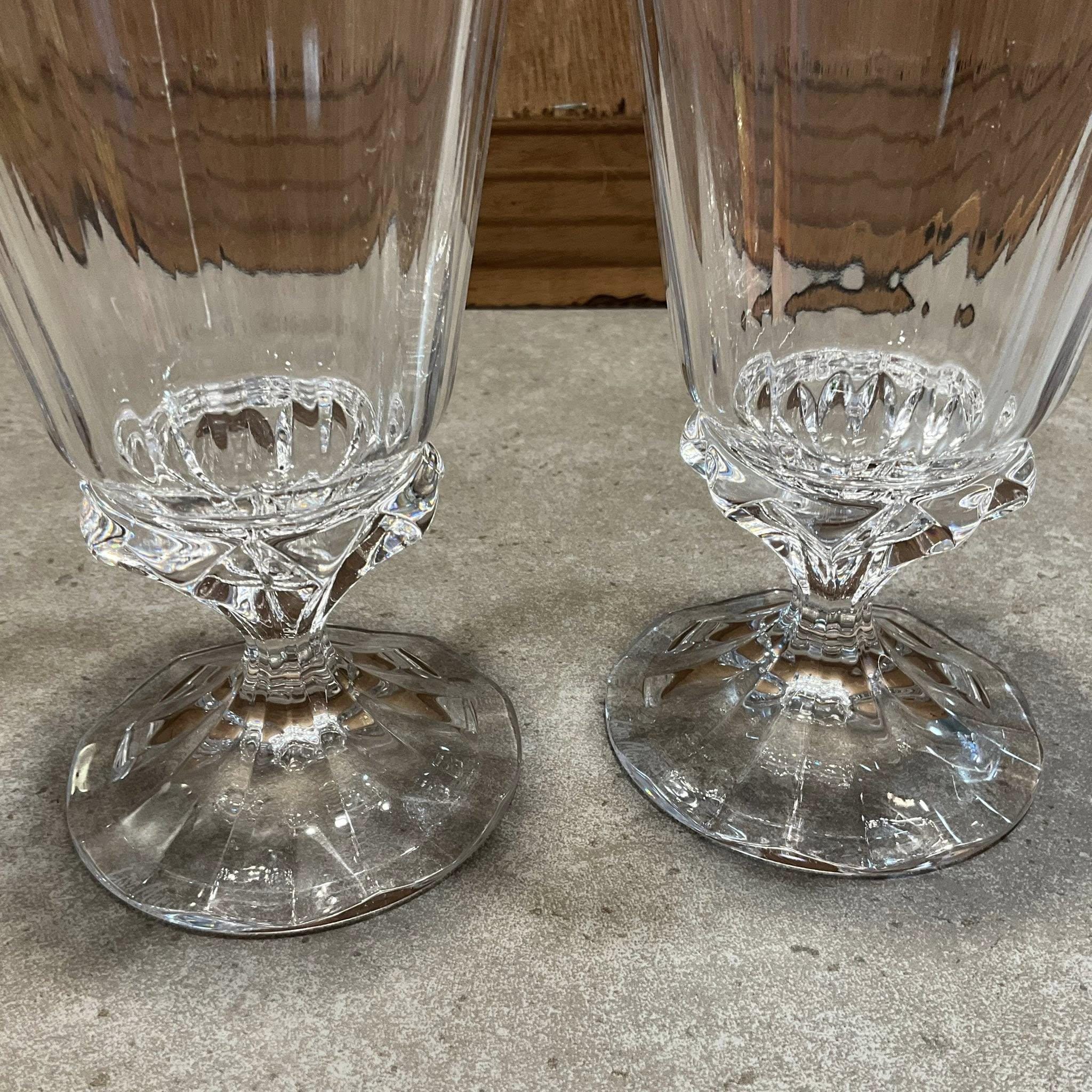 Vintage Lisa Mori Signed Austrian Crystal Iced Tea Glasses, Set of
