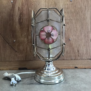 Vintage Lamp with Flowers Light Fixture Hall Lighting Mid Century Modern MCM Table Lamp