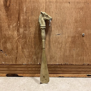 Vintage Brass Horse Shoe Horn, Vintage Solid Brass Shoe Horn, Gold Tone Shoehorn