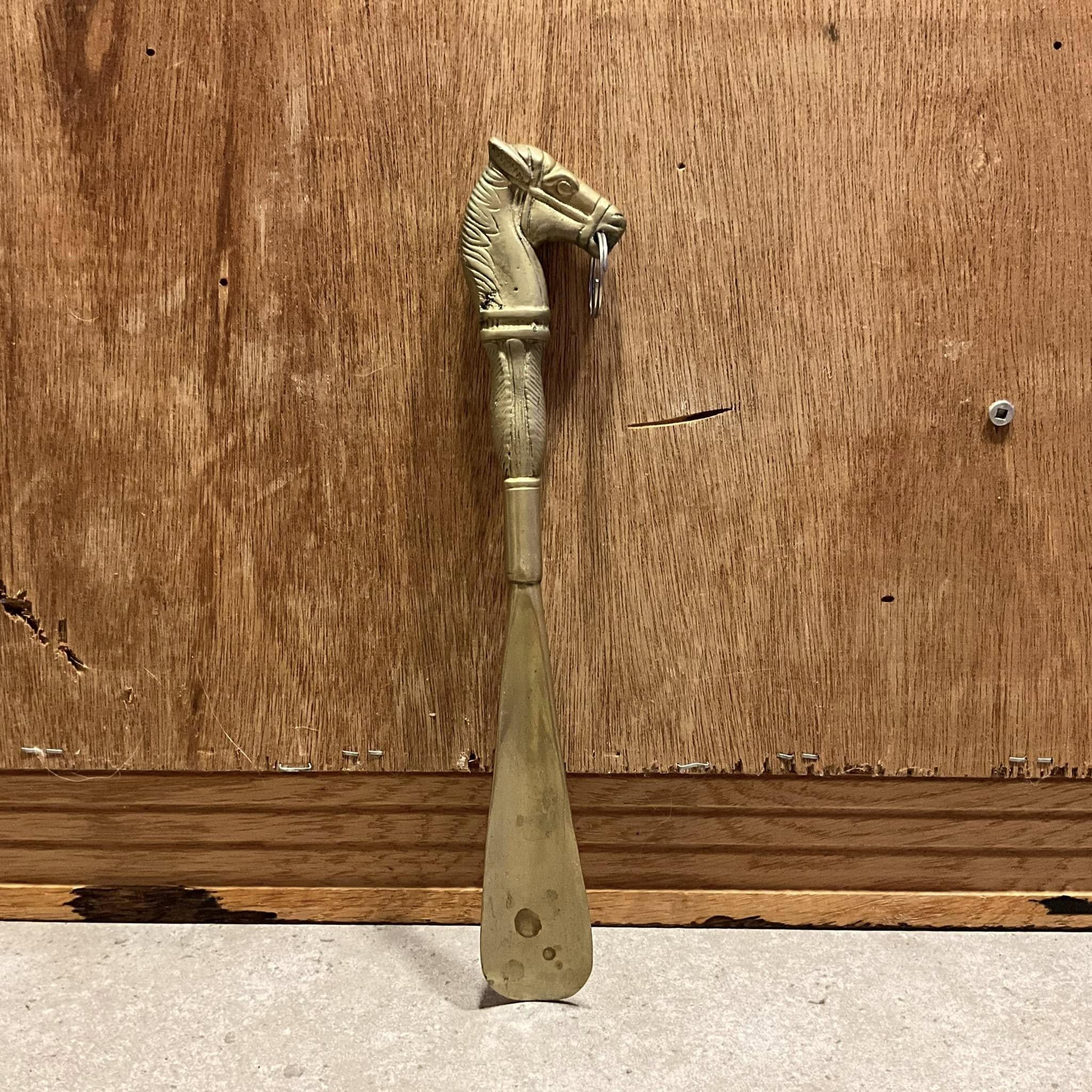 Vintage Brass Horse Head Shoe Horn - Gold Tone Patina - Etsy display picture 3