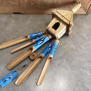 Natural Bamboo Windchime with delfines, Bamboo Wind Chime Outdoor indoor bell Wind Chime Home Decoration