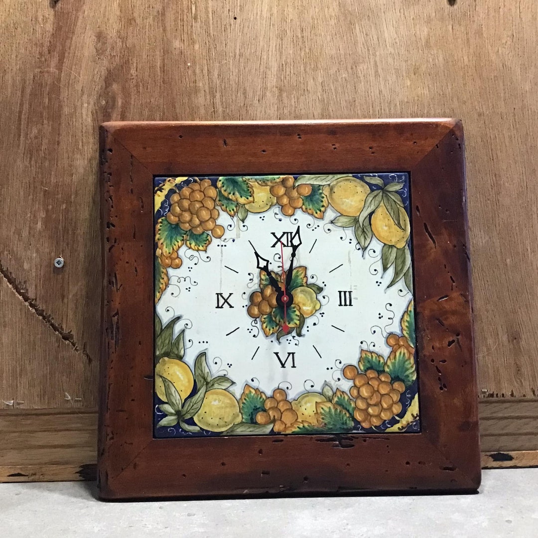 Wall Clock Wood Frame Fruit Made in Italy Etsy