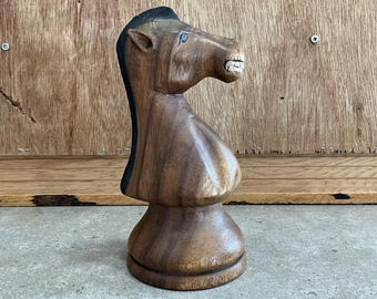 【ヴィンテージ】　木製　馬の彫刻 ヴィンテージ風木彫りの馬の頭の彫刻：チェスの装飾 - Etsy 日本